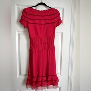 Tadashi Shoji Red Fit-and-Flare Midi Dress